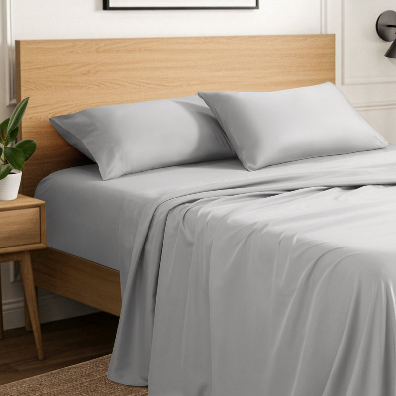 Microfiber Sheet Set, Full XL Sheet Set with 2 Pillowcases, Cloud Gray