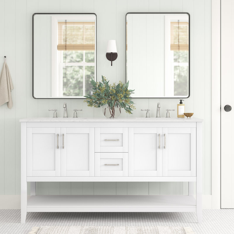 Ensemble de meuble-lavabo double 60 po Scottsbluff, Blanc