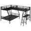 Lit simple superposé simple avec lit mezzanine simple attaché, avec bureau, métal