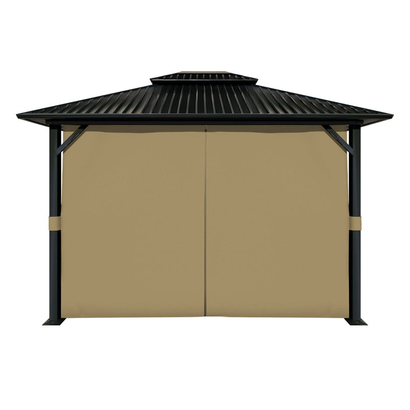 Aoodor Replacement 4-Panel Gazebo Sidewall Curtains, Khaki, 82.7" H x 144" W x 168" D