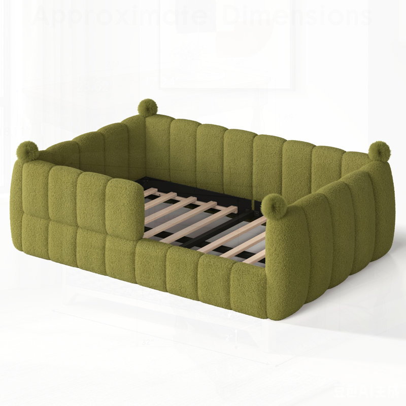 Lit de sol rembourré pour enfants avec rails de sécurité, conception Montessori pour garçons et filles, confortable et sécuritaire