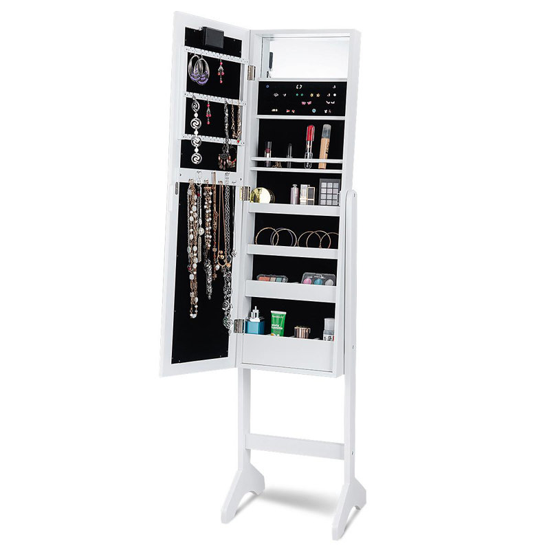 Armoire à bijoux avec miroir, Blanc