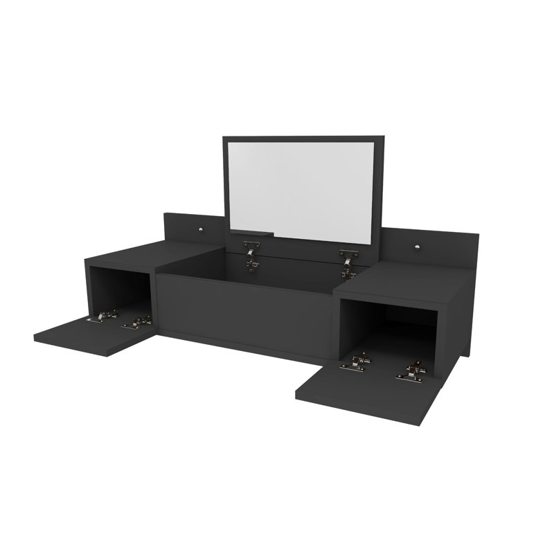 Makeup Vanity with Mirror and Storage Eubha, Anthracite