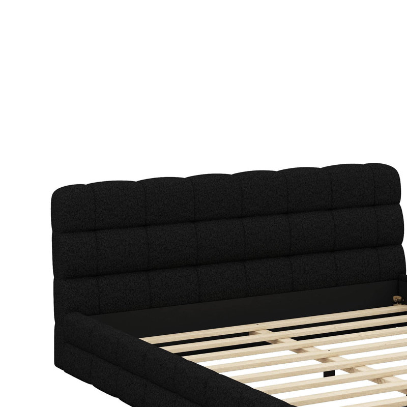 Grand lit plateforme tapissier, Noir