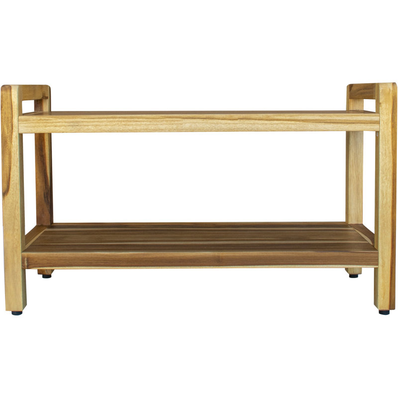Teak Corner Shower Bench, 21" H x 14" W x 35" D, Natural