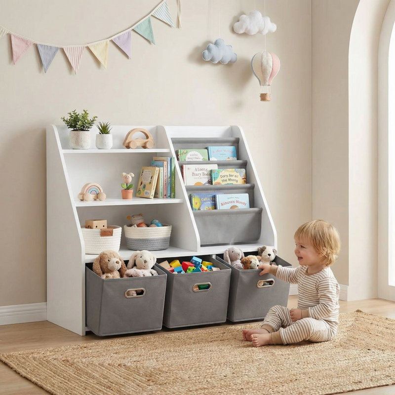 Kids Bookshelf And Toy Storage Organizer, White