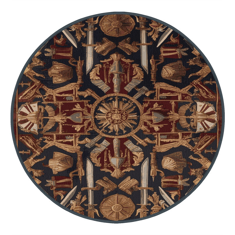 Tapis noir français lavable à la machine, Rond 3 pi