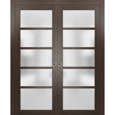 Quadro Frosted Glass Paneled Wood Sliding Closet Doors