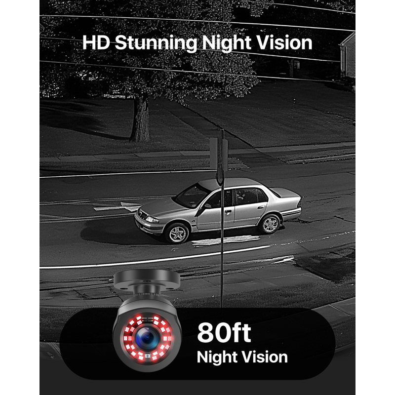 8CH DVR Security Cameras System, 4pcs Bullet Outdoor Cameras , Human Vehicle Detection, 1TB HDD