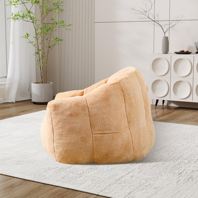 Bean Bag Chair,Tufted Lazy Sofa Comfy Chairs, Fausse fourrure brune