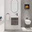 Meuble-lavabo suspendu de 45,7 cm (18 po) avec lavabo en résine blanche et porte à fermeture en douceur-133655069