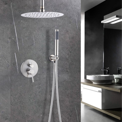 10 Inch Shower Head And Handheld In Brushed Nickel For Bathroom Perfection Pair With