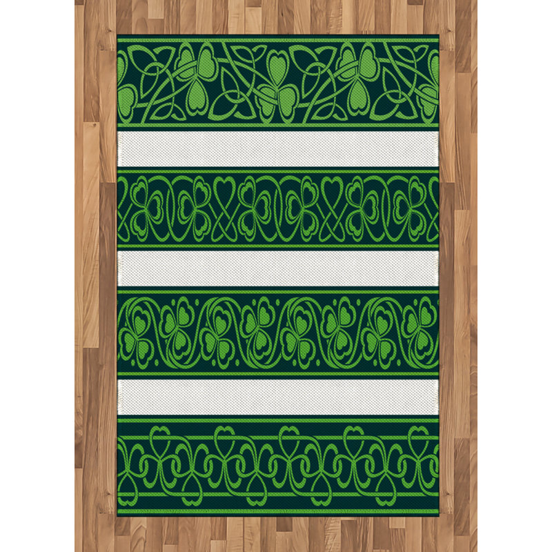 Tapis décoratif à fibres longues haute densité en polyester et coton style irlandais, Rectangle— 4 pi x 5 pi 8 po