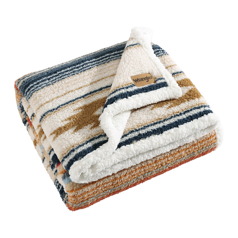 Coyote Sands Ivory Sherpa Reversible Throw Blanket, 50" x 60"