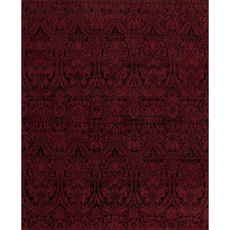 Modern Tibet Hand Knotted Area Rug in Red, Rectangle 4' x 6'