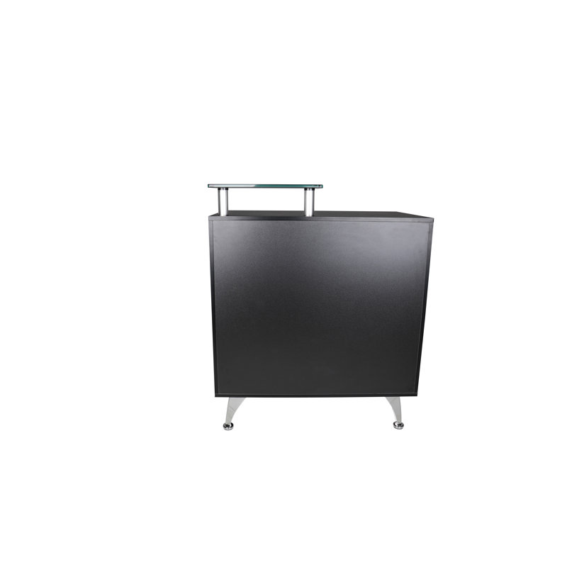 Nathale Rectangle Synthetic Laminate Reception Desk with Filing Cabinet, Black