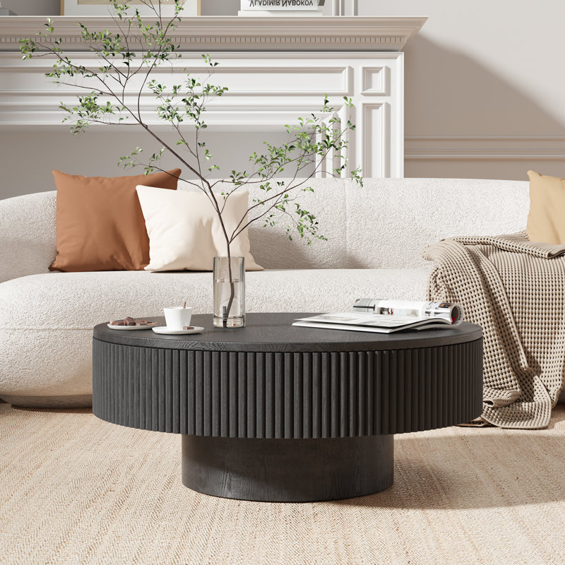 Table basse à caisson Sharna, Noir, noir, noir, noir, H 13,78 po x l 31 po x P 31 po