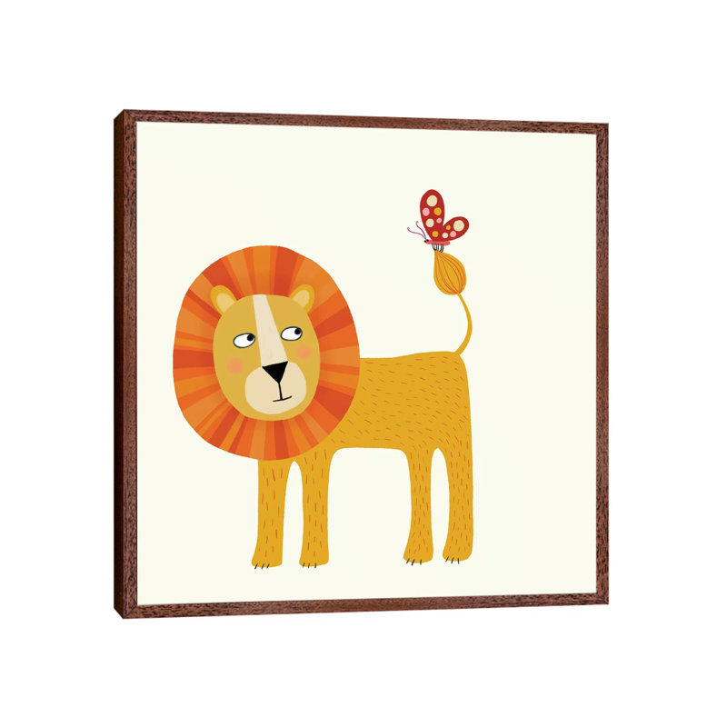 Lion by Nic Squirrell - Print on Canvas, 93.98 cm H x 93.98 cm W, Classic Brown Wood Framed