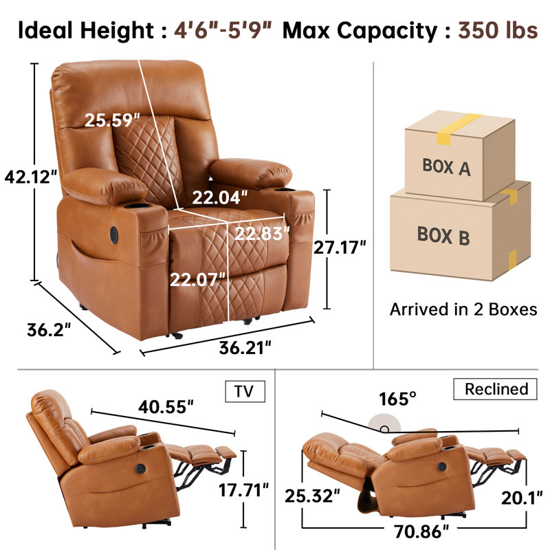 Carlleen Large Assist Dual Motor Power Lift Recliner Chair with Massage and Heat for Elderly