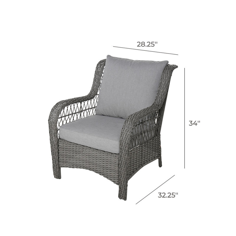 Chaise de patio en osier avec coussins Ashlyn