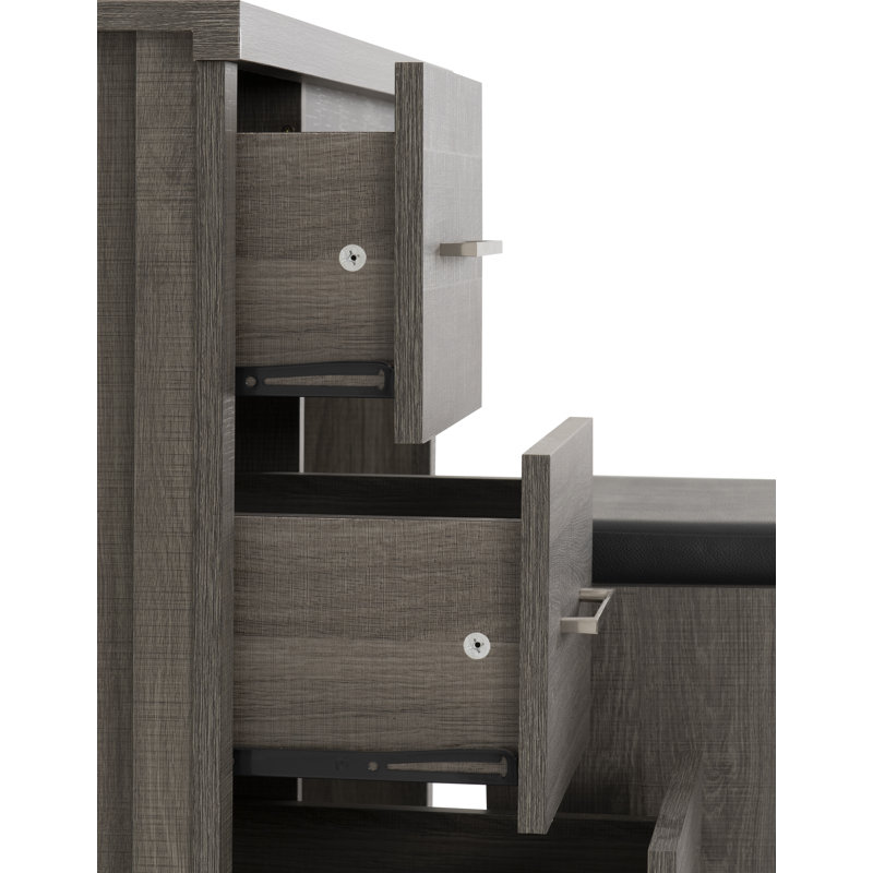 Arjon Dressing Table Set, Black Wood Grain