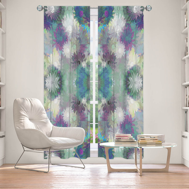Galyna Room Darkening Curtain Pair, 20" W x 82" L, White/Blue/Purple
