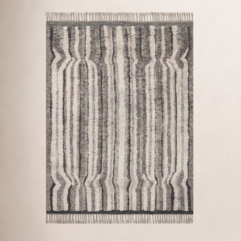 Benjamin Hand Knotted Stone/Charcoal Rug, Rectangle 9'6" x 13'6"
