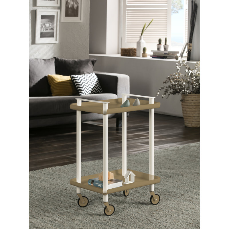 Zeigler Serving Cart, White, Brown