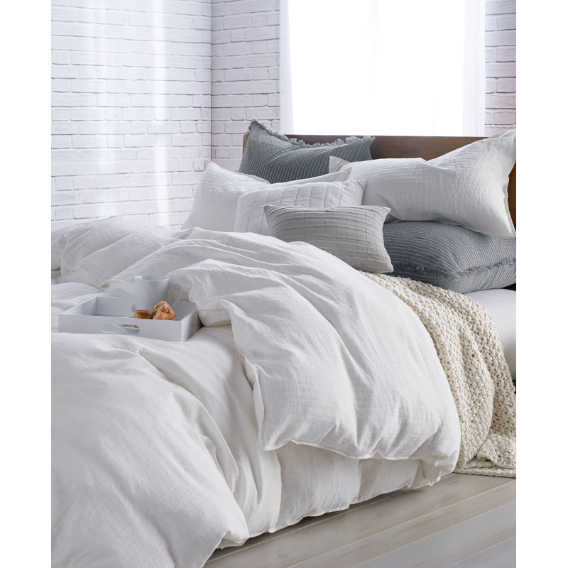 Comfy 3 Piece Cotton Comforter Set, White, Queen Comforter + 2 Shams