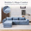 Canapé modulaire en chenille Wave Star - une conception polyvalente et configurable qui convient aux espaces de vie et de sommeil, avec des sections modulaires et un repose-pieds inclus.