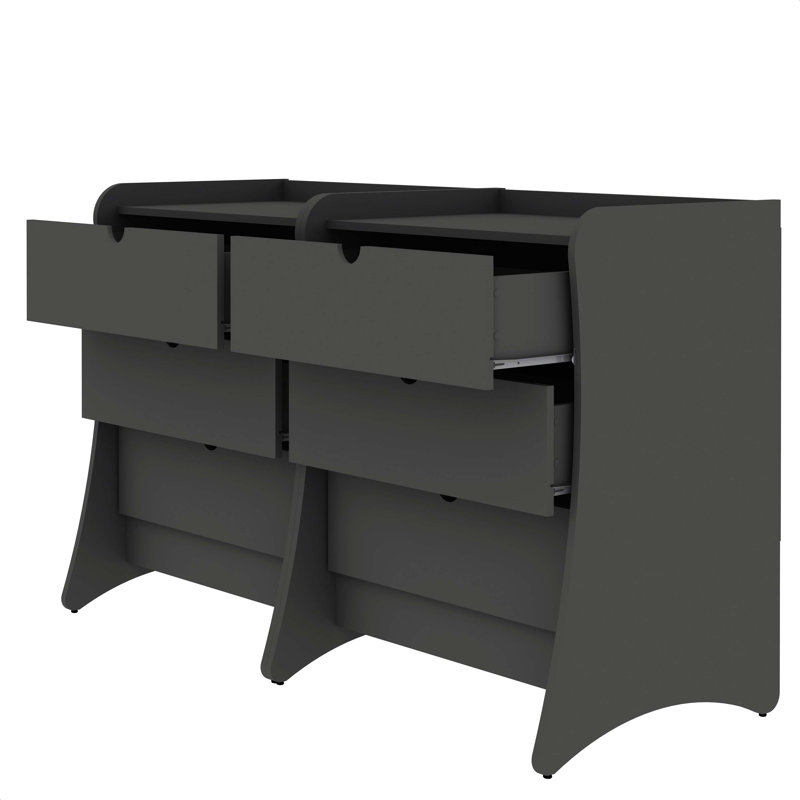 Coney 28" Mid-Century Modern Standard Dresser with 3 Drawers in Charcoal Gray, Gray