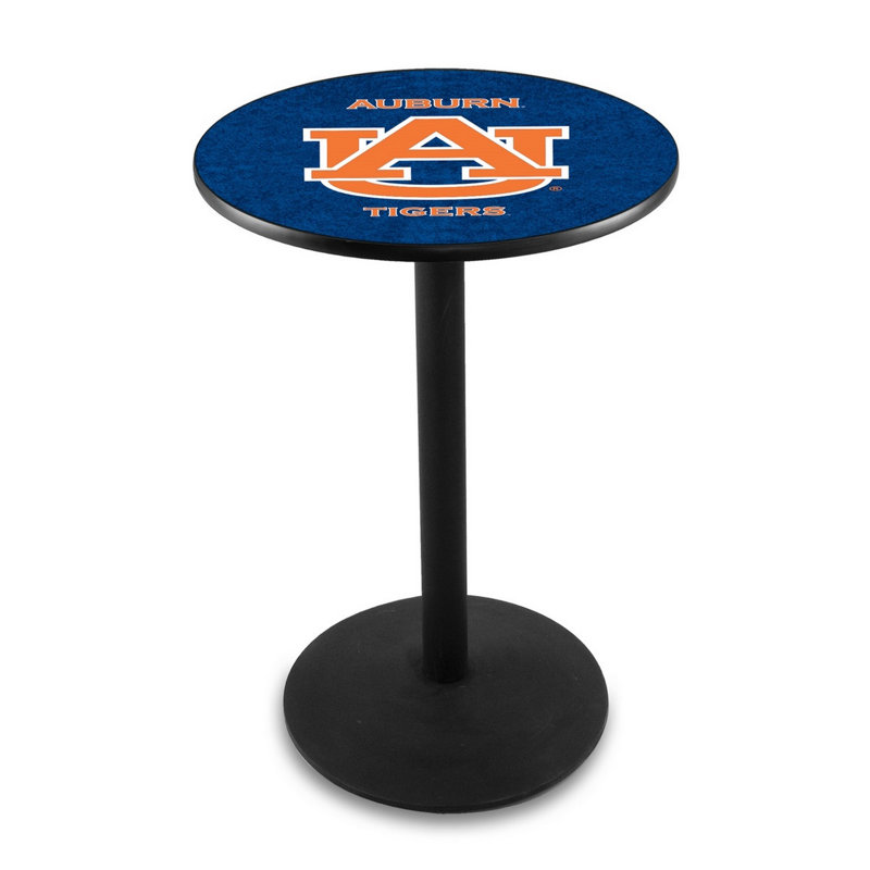 Round Metal Base Dining Table, Black Wrinkle, Auburn University
