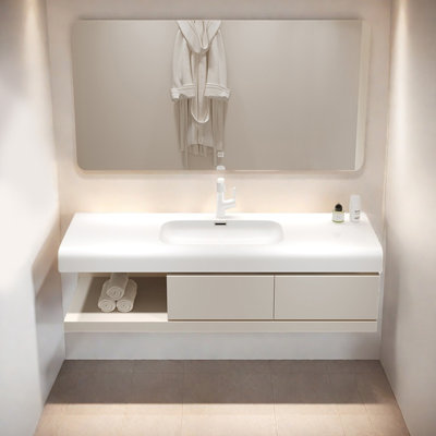 Armoire de salle de bain simple de style crème