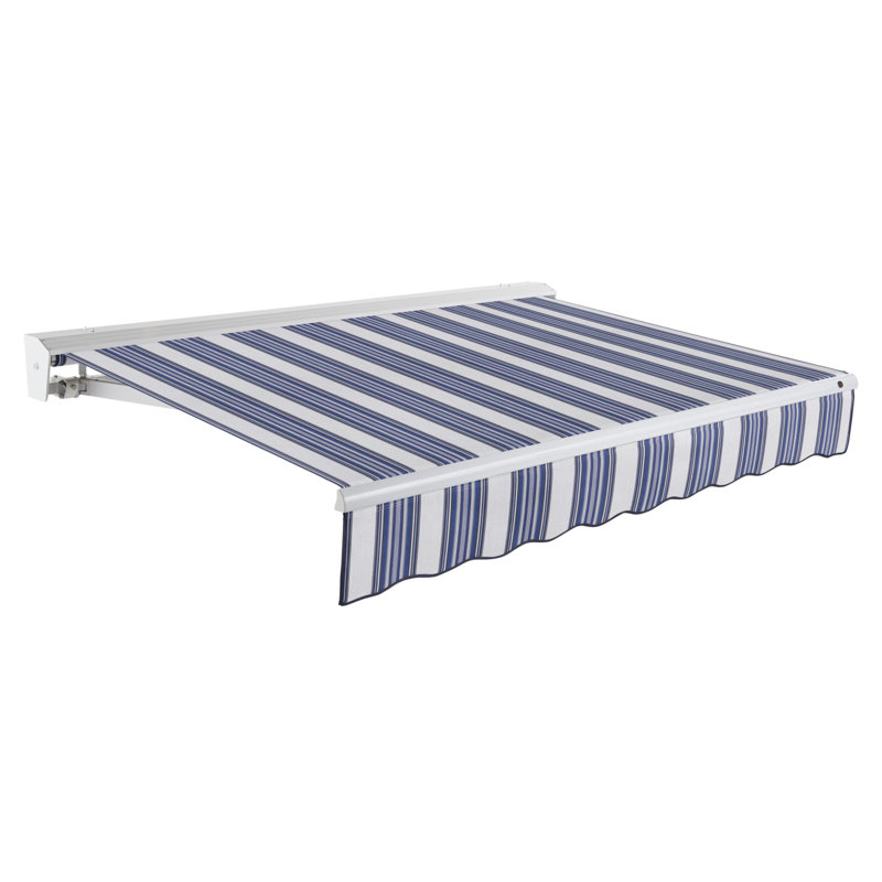 Auvent de patio rétractable avec capuchon Awntech Destin, Bleu marine, gris, blanc multicolore, l 18 po x P 10 po