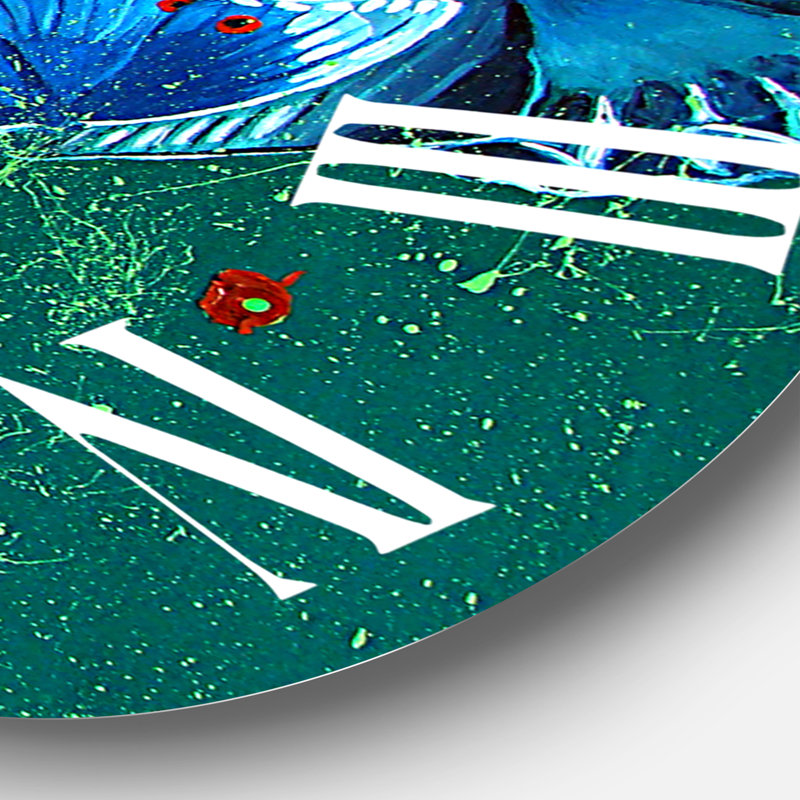 Color Butterflies On A Gree - Horloge murale moderne, Grand