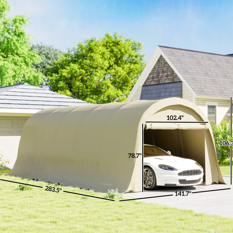 Tente pour auvent de voiture robuste de 12 x 23,6 pi, couvercle Upf50 + PE, tubes en acier galvanisé, bord allongé pour plus de stabilité, auvent spacieux polyvalent, enceinte, cadre, voitures et fêtes faciles d'accès