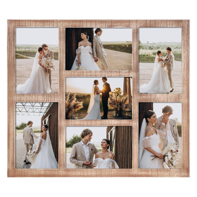 Picture Frame Collage For Wall Decor, Multiple Photo Collage Frames With Tempered Glass, 7-Opening For Picture Frames, (Rustic Brown)