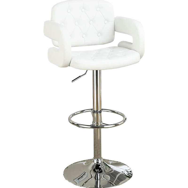 Chaise blanche avec accoudoirs rembourrés et tabouret pivotant à hauteur réglable pour la cuisine