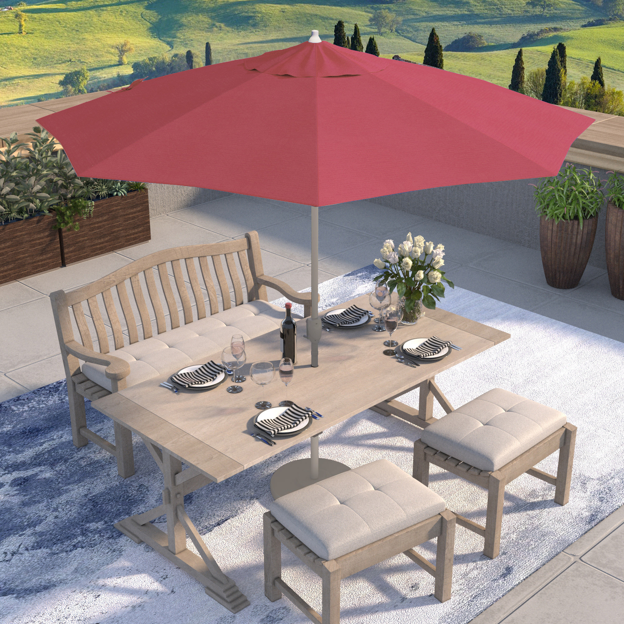 Kenne Sunbrella® Outdoor Umbrella, Canvas Hot Pink Sunbrella® Canvas, 108" W x 108" D