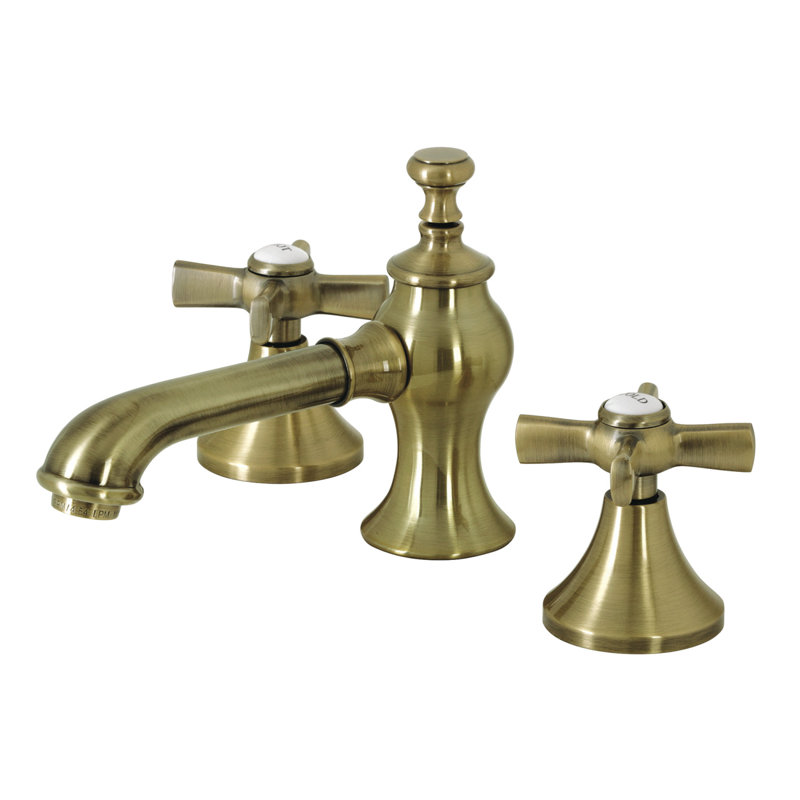 Robinet pour salle de bain à poignée double avec bonde escamotable Millennium, Laiton antique