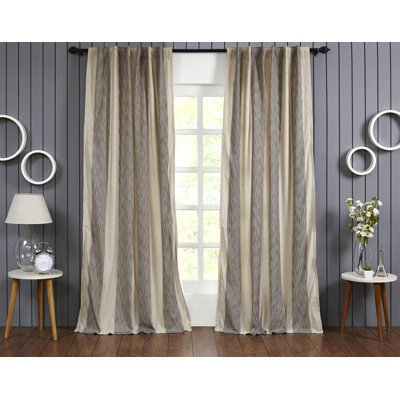 Ibrahima Striped Room Darkening Curtain Panel, Rod Pocket and Back Tabs, Single Curtain, Coral Color, Cotton