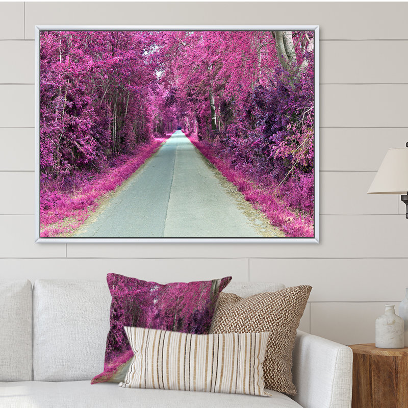 Reproduction d'art sur toile, rose et mauve, H 30 po x l 40 po x P 1,5 po, Toile encadrée flottée blanche