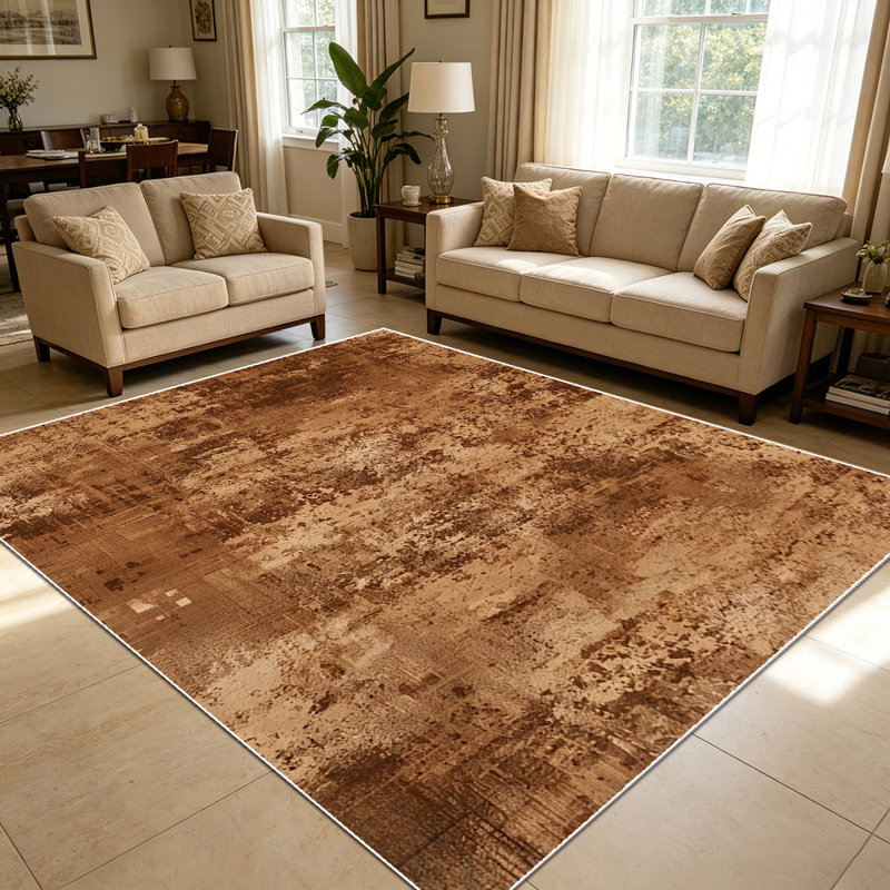 1PC Distressed Brown Vintage Textured Rustic Print area rugs for Living Room, Soft and Comfortable, Suitable for all seasons, easy-to-maintain, machine washable Indoor floor mat, Under Table Farmhouse suitable for dining table, bedroom, entryway,