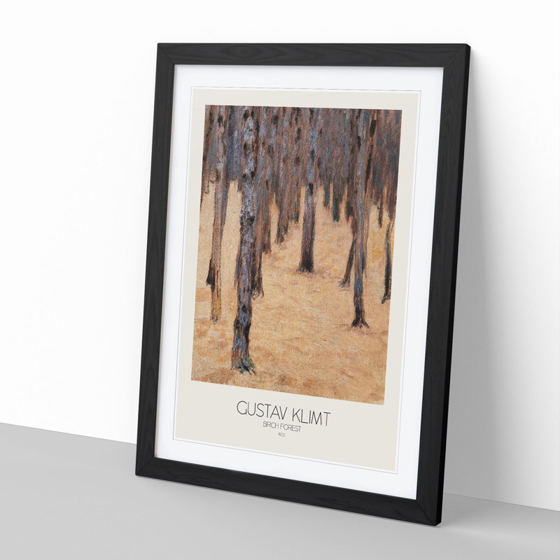 Birch Forest No.2 with Border by Gustav Klimt - Framed Print, 36cm H x 27cm W x 2cm D, Black Framed