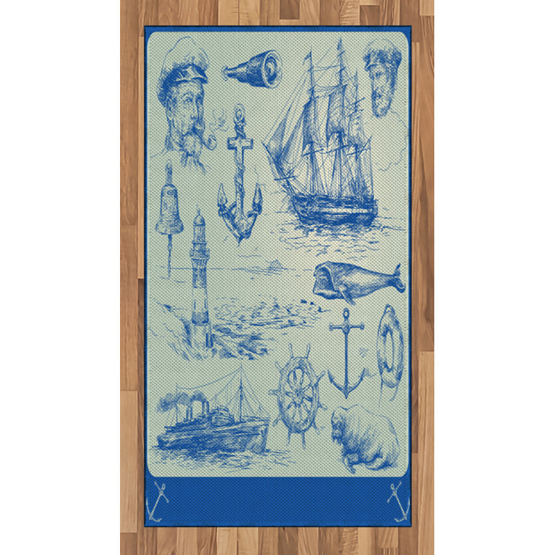 Anchor Fishing High Density Long Fiber Poly Threads Decorative Area Rug Carpet, Rectangle 2'7" x 5'