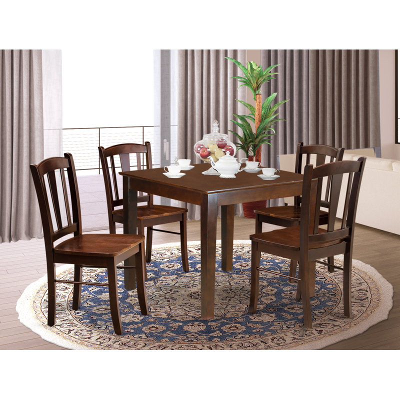 Ensemble de mobilier de salle à manger 5 pièces comprenant une table de cuisine carrée et 4 chaises de salle à manger, acajou