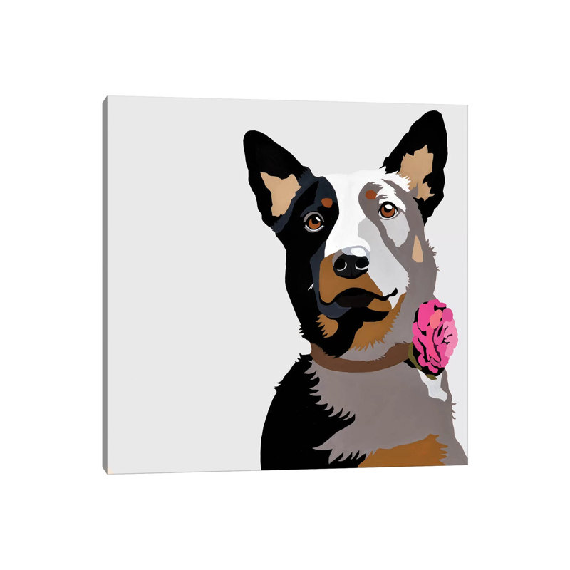 Jasper With A Pink Flower 1 Piece Wrapped Canvas Wall Art, 93.98 cm H x 93.98 cm W x 1.91 cm D