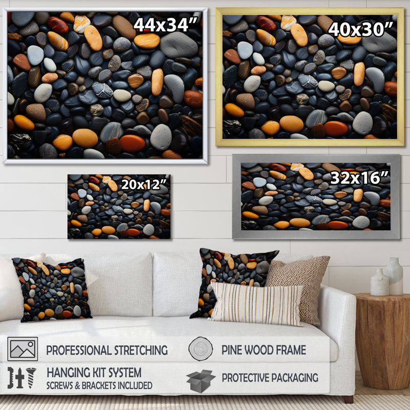 Motif de plage rocheuse III sur toile, H 12 po x l 20 po x P 1 po, Toile tendue