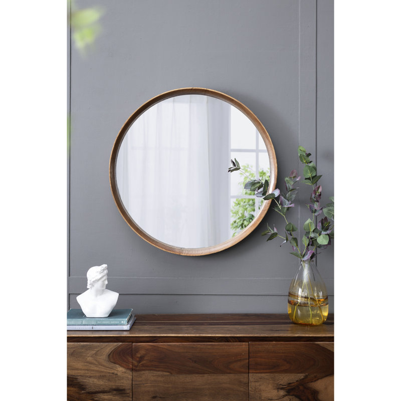 Miroir mural en bois de pin de 31,5 po pour salle de bain et salon