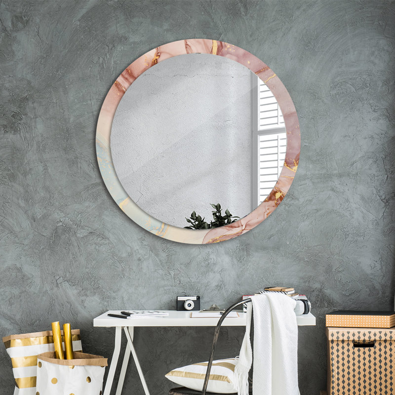 Huldar Glass Flat Wall Mirror, Pink/Green